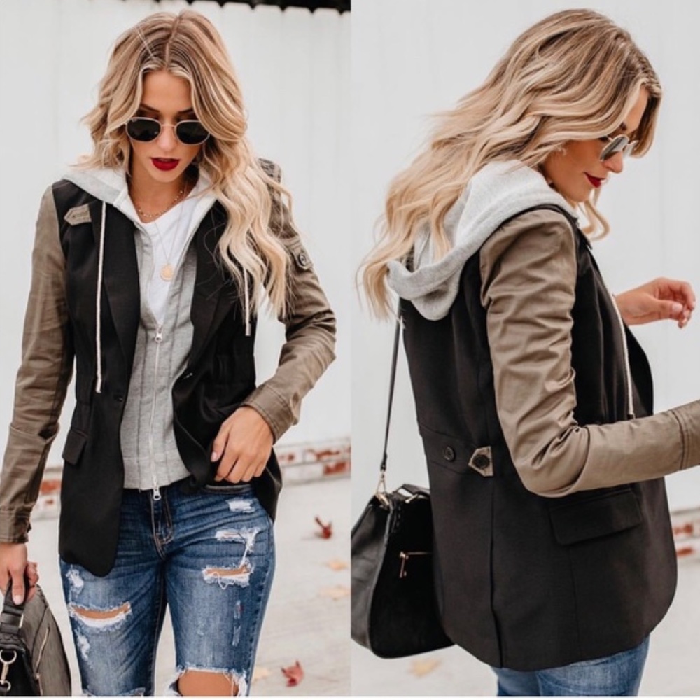 Central Park West Dicky blazer hooded army jacket XS